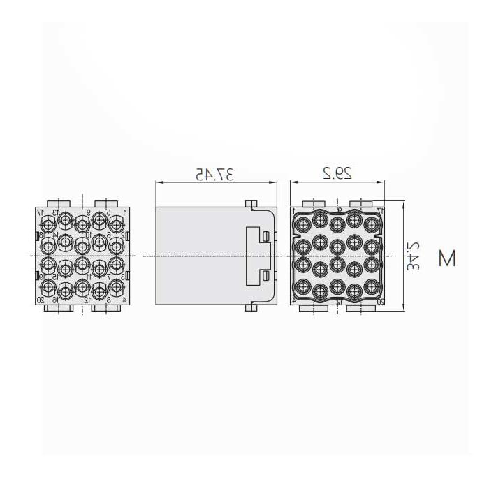 HM module, public connector, HM-020-M, 09140203001